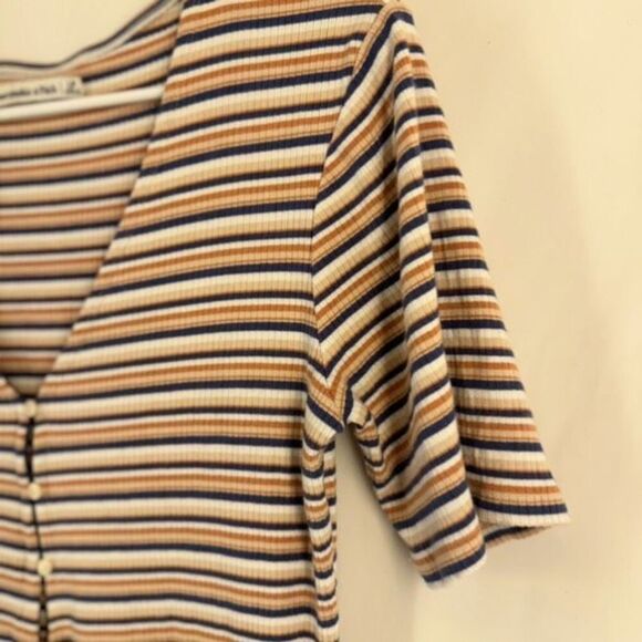 Abercrombie & Fitch Blue Orange Triple Keyhole Ribbed Knit Mini Dress Large - Picture 5 of 13